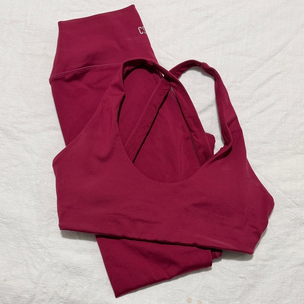 Crop Shop Boutique Burgundy Sports Bra and Leggings Set